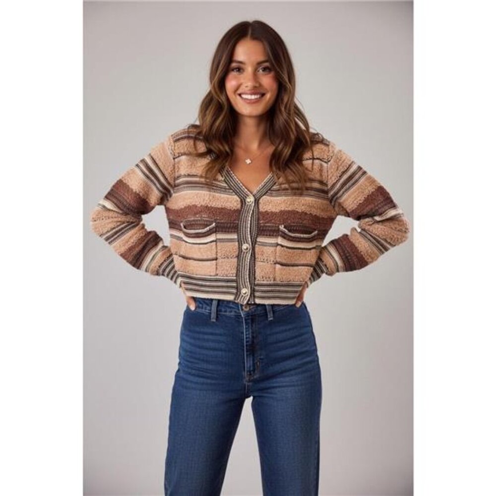 SO ME Textured Variegated Multi Color Cardigan‎